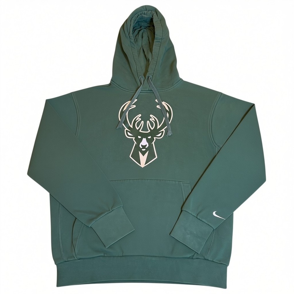 Nike Milwaukee Bucks Hoodie Mens Small Green Excellent Dri Fit Fleece Lined NBA